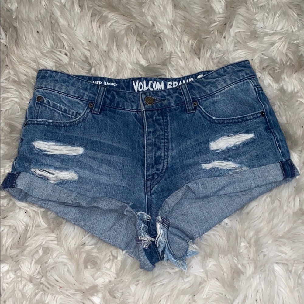 High waisted jean shorts